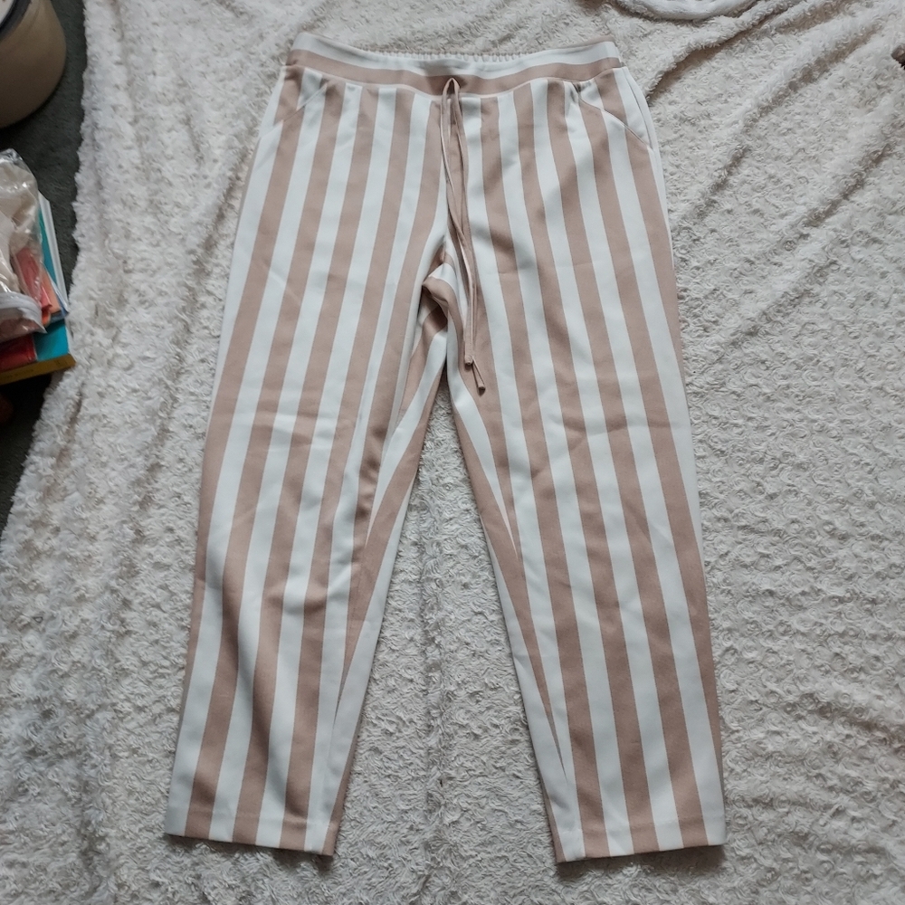 New York Clothing Company Striped Casual pull on pants Large Career Business